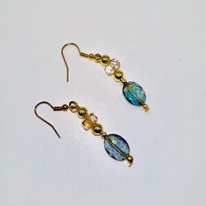 Elegant Gold and lavender Beaded Earrings